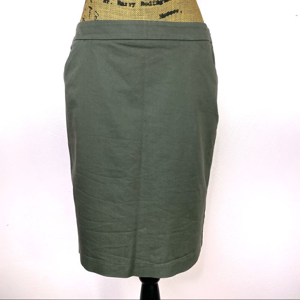 New York &‎ Company Stretch Twill Khaki Pencil Skirt Olive 6